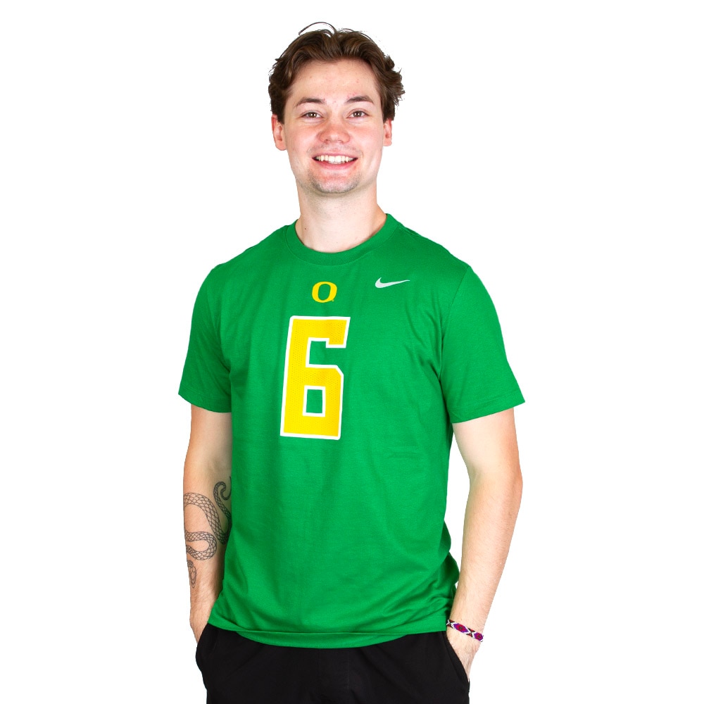 Student Athlete, Nike, Green, Crew Neck, Cotton, Men, Unisex, Football, NIL, #6, Noah Whittington, T-Shirt, 983433